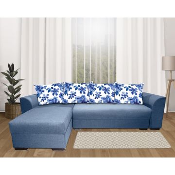 Coltar extensibil sufragerie Lindo N74 - tapiterie albastra, design modern, confort sporit