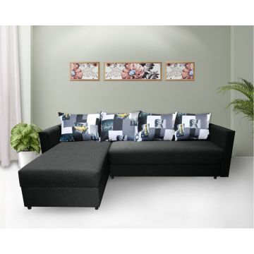 Coltar living extensibil, Croma Stofa Neagra N100