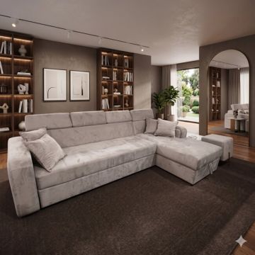Coltar Tessa 3 locuri, extensibil - 320X165 cm, suprafata de dormit - 130x270 cm, culoare personalizabila