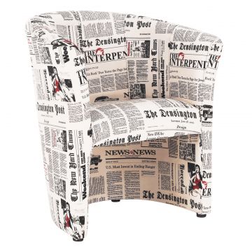 Fotoliu Cafenea Cuba Textil Motiv Ziare - Fotoliu Office  Horeca Compact
