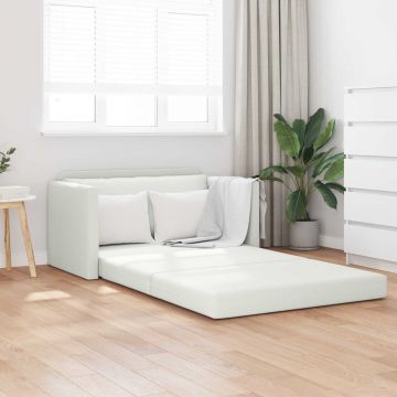 vidaXL Canapea Pliantă cu Pat Alb 124 x 71 x 78 cm Piele artificială