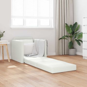 vidaXL Canapea Pliantă cu Pat Alb 74 x 77 x 81 cm Piele artificială