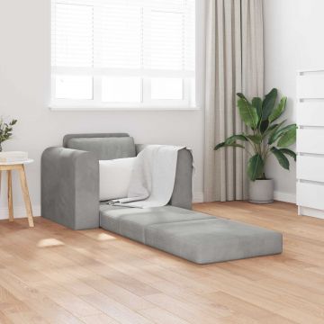 vidaXL Canapea Pliantă cu Pat Gri deschis 98 x 71 x 83 cm Catifea