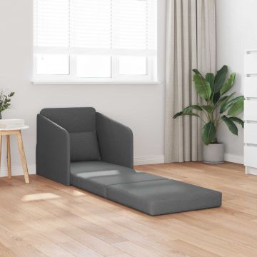 vidaXL Canapea Pliantă cu Pat Gri închis 65 x 80 x 83 cm țesătură