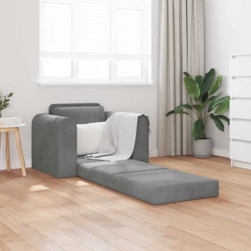vidaXL Canapea Pliantă cu Pat Gri închis 98 x 71 x 83 cm Catifea