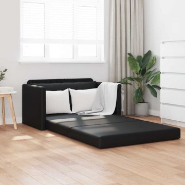 vidaXL Canapea Pliantă cu Pat Negru 124 x 71 x 78 cm Piele artificială