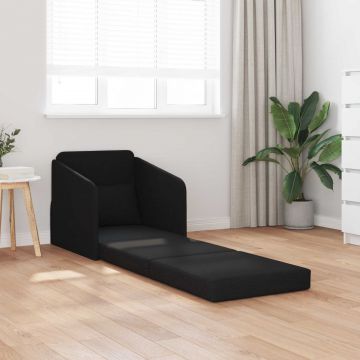 vidaXL Canapea Pliantă cu Pat Negru 65 x 80 x 83 cm țesătură