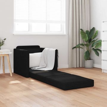 vidaXL Canapea Pliantă cu Pat Negru 74 x 77 x 81 cm țesătură