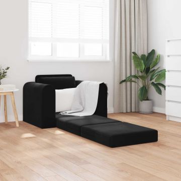vidaXL Canapea Pliantă cu Pat Negru 98 x 71 x 83 cm Catifea