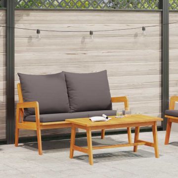 vidaXL Set bistro cu pernă 2 pcs Ulei Natural Lemn Solid de Acacia