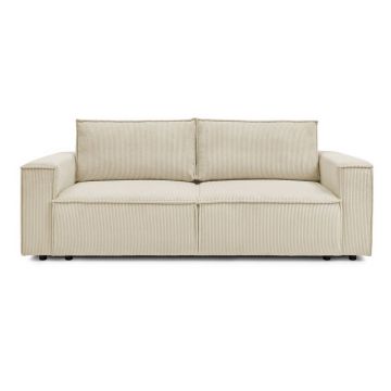 Canapea bej extensibilă cu tapițerie din catifea reiată 245 cm Nihad – Bobochic Paris
