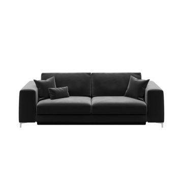 Canapea extensibilă din catifea devichy Rothe, 256 cm, gri închis