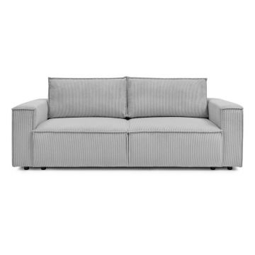 Canapea gri deschis extensibilă cu tapițerie din catifea reiată 245 cm Nihad – Bobochic Paris