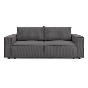 Canapea gri închis extensibilă cu tapițerie din catifea reiată 245 cm Nihad – Bobochic Paris