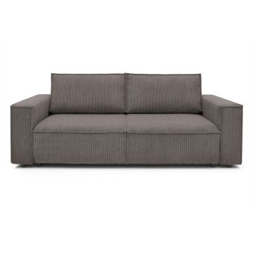 Canapea maro închis extensibilă cu tapițerie din catifea reiată 245 cm Nihad – Bobochic Paris