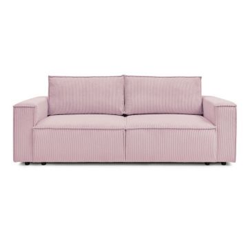 Canapea roz-deschis extensibilă cu tapițerie din catifea reiată 245 cm Nihad – Bobochic Paris