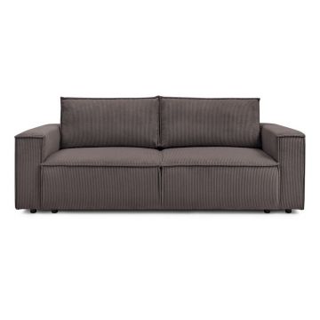 Canapea taupe extensibilă cu tapițerie din catifea reiată 245 cm Nihad – Bobochic Paris