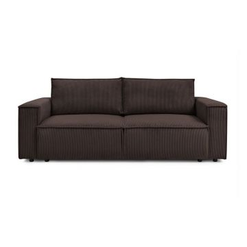 Canapea taupe extensibilă cu tapițerie din catifea reiată 245 cm Nihad – Bobochic Paris