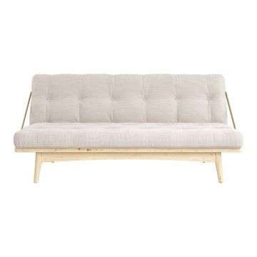 Canapea variabilă cu tapițerie din catifea reiată Karup Design Folk Raw/Natural