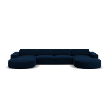 Colțar albastru cu tapițerie din catifea (cu șezlong în formă de 