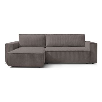 Colțar taupe extensibil/cu spațiu de depozitare cu tapițerie din catifea reiată Nihad – Bobochic Paris