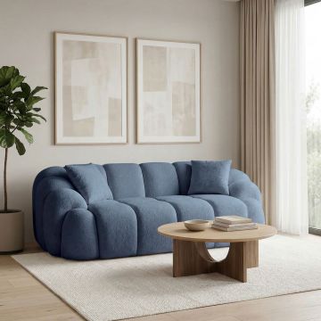 Canapea 2 locuri, Atelier del Sofa, 752EST2505, PAL ACOPERIT CU CARPEN/MELAMINAT, Albastru navy