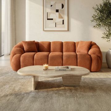 Canapea 3 locuri, Atelier del Sofa, 752EST1131, PAL ACOPERIT CU CARPEN/MELAMINAT, Caramiziu