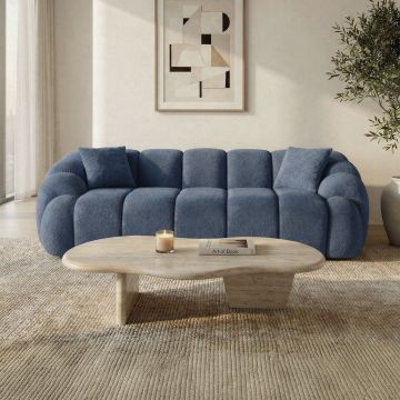 Canapea 3 locuri, Atelier del Sofa, 752EST1133, PAL ACOPERIT CU CARPEN/MELAMINAT, Albastru navy