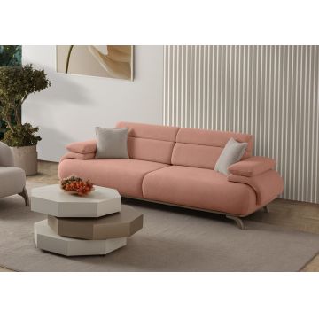 Canapea 3 locuri, Atelier del Sofa, 752EST1142, PAL ACOPERIT CU CARPEN/MELAMINAT, Roz pudra