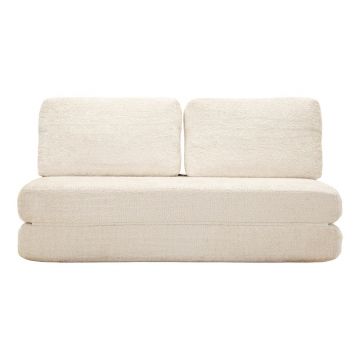 Canapea albă extensibilă cu tapițerie din țesătură bouclé 150 cm Faster – Mauro Ferretti