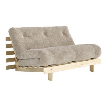 Canapea crem extensibilă cu tapițerie din catifea reiată 140 cm Roots – Karup
