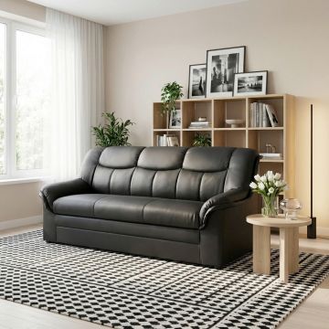 Canapea Cu 3 Locuri, textil, negru