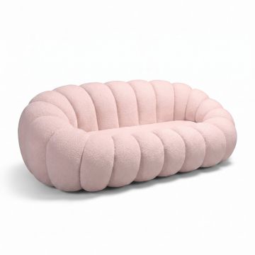 Canapea cu funcție Embrace, Țesătură bouclé, roz, 180x105x65 cm
