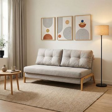 Canapea extensibila 2 locuri, Fancy, Bej, 150x92x77 cm