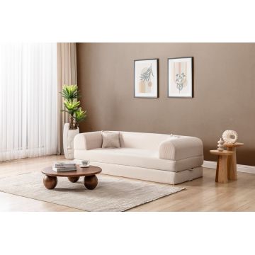 Canapea extensibila 3 locuri, Atelier del Sofa, 118FVL1301, MATERIAL TEXTIL CU NERVURI, Crem