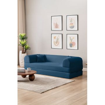 Canapea extensibila 3 locuri, Atelier del Sofa, 118FVL1302, MATERIAL TEXTIL CU NERVURI, Albastru