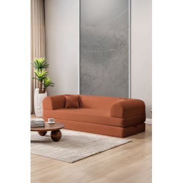 Canapea extensibila 3 locuri, Atelier del Sofa, 118FVL1308, MATERIAL TEXTIL CU NERVURI, Portocaliu