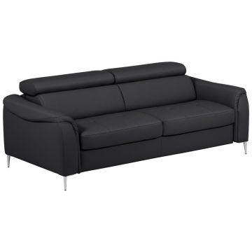 Canapea Extensibilă, piele, textil, negru