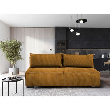 Canapea Extensibilă, textil, galben muștar