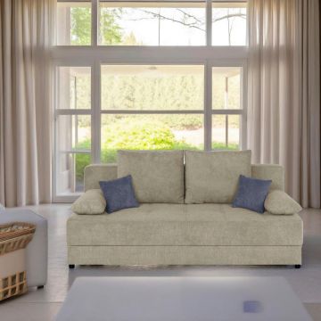 Canapea Extensibilă, textil, material pe bază de lemn, bej