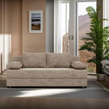 Canapea Extensibilă, textil, material pe bază de lemn, cappuccino