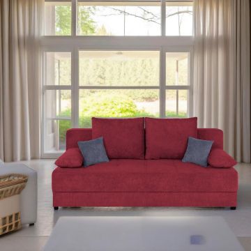 Canapea Extensibilă, textil, material pe bază de lemn, culoare fructe de pădure