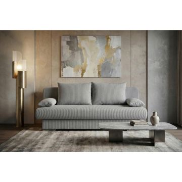 Canapea Extensibilă, textil, material pe bază de lemn, gri deschis