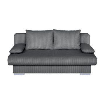 Canapea Extensibilă, textil, material pe bază de lemn, gri închis