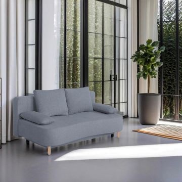 Canapea Extensibilă, textil, material pe bază de lemn, gri închis