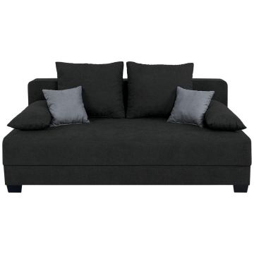Canapea Extensibilă, textil, material pe bază de lemn, negru