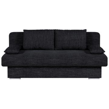 Canapea Extensibilă, textil, material pe bază de lemn, negru