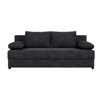 Canapea Extensibilă, textil, material pe bază de lemn, negru
