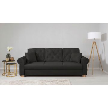 Canapea Extensibilă, textil, negru