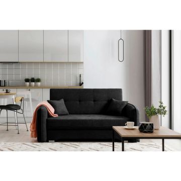 Canapea Extensibilă, textil, negru